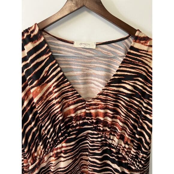Retro Y2k Babyfoll Top Animal Print 1X 14/16 Grunge Ruched Tiger Cat Grunge Club - Picture 3 of 11